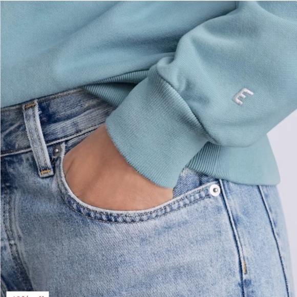 Everlane The Organic Cotton Track Oversized Crew Sweatshirt in blue size medium - Picture 4 of 11